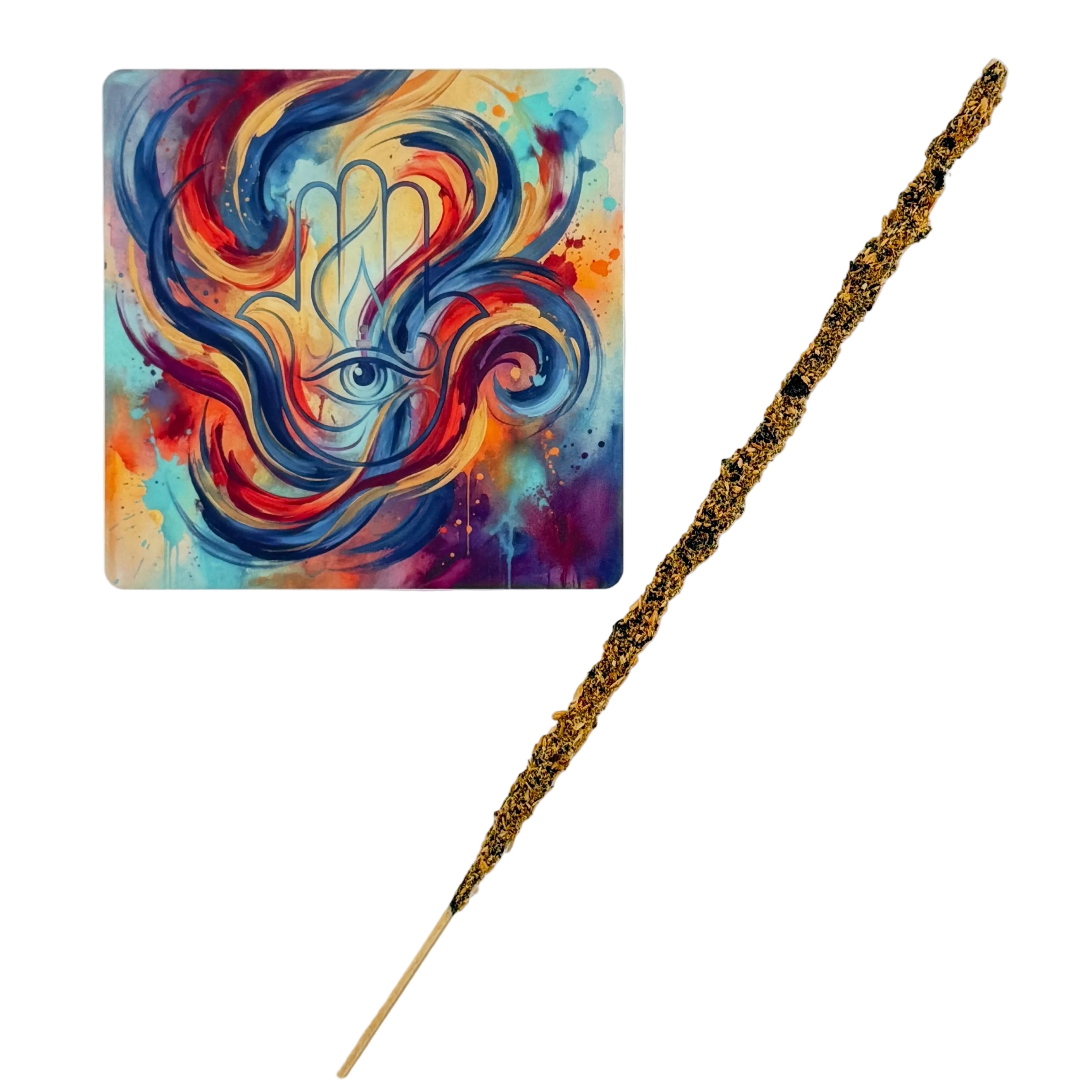 Hamsa – Motiv 2 | Abstrakter Räucherstäbchenhalter aus Acryl - 10 × 10 cm