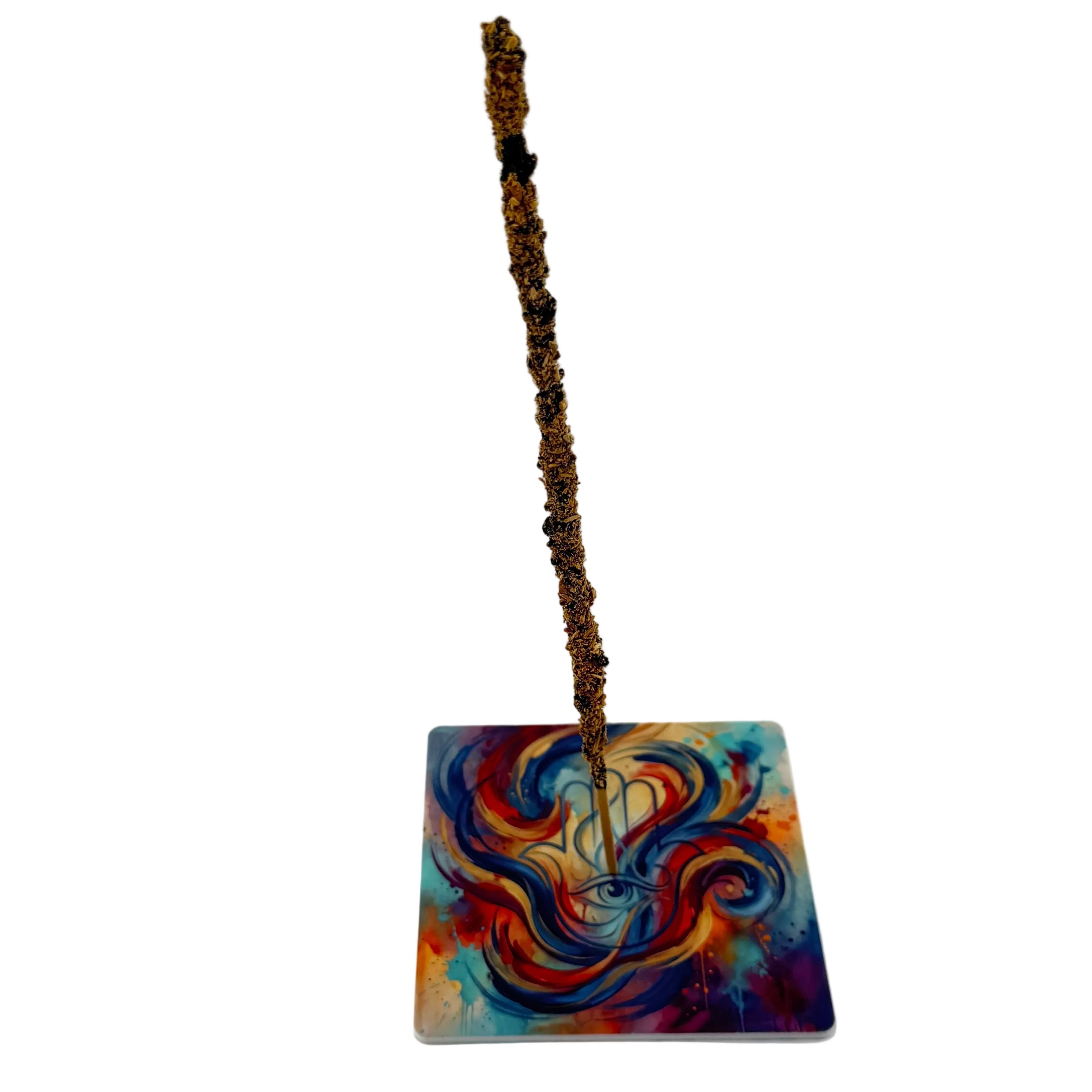 Hamsa – Motiv 2 | Abstrakter Räucherstäbchenhalter aus Acryl - 10 × 10 cm