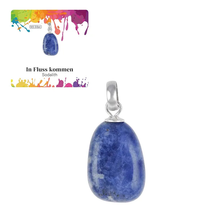 In Fluss kommen – Sodalith Trommelstein 2,0–2,5 cm mit 925er Silberöse - klein
