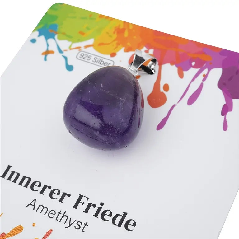 Innerer Friede – Amethyst Trommelstein 2,5–3 cm mit 925er Silber-V-Öse - groß