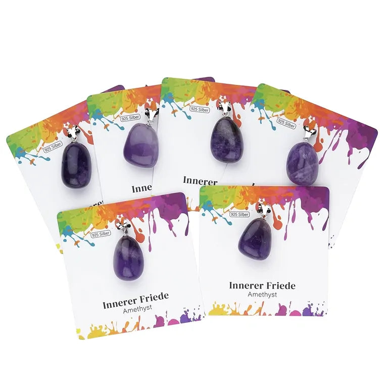 Innerer Friede – Amethyst Trommelstein 2,5–3 cm mit 925er Silber-V-Öse - groß