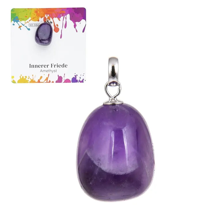 Innerer Friede – Amethyst Trommelstein (A-Qualität) 2,0–2,5 cm mit 925er Silberöse - klein