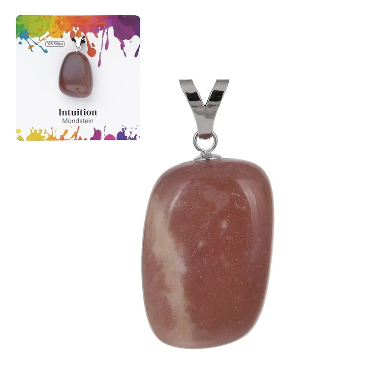 Intuition – Mondstein Trommelstein 2–3 cm mit 925er Silber-V-Öse