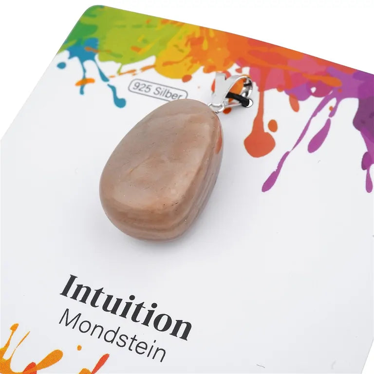 Intuition – Mondstein Trommelstein 2–3 cm mit 925er Silber-V-Öse