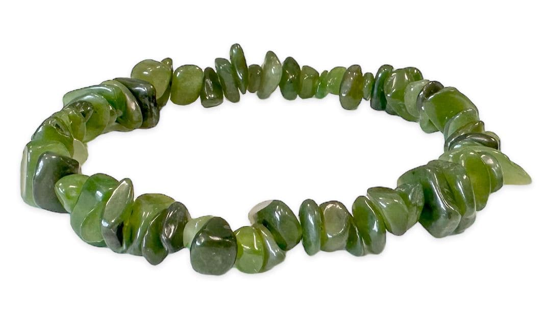 Kanadisches Jade-Nephrit Splitterarmband – Edles Waldgrün in AA-Qualität (5-8 mm)