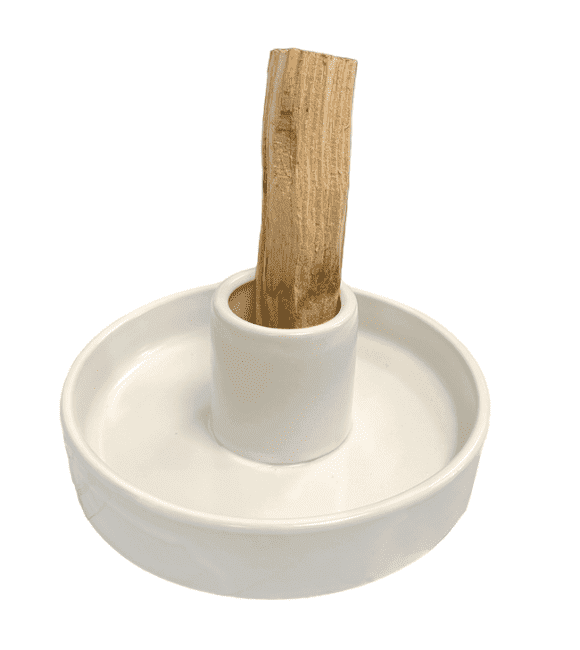 Keramik Räucherhalter für Palo Santo & Kegel – Reinweiß (10,5 cm)