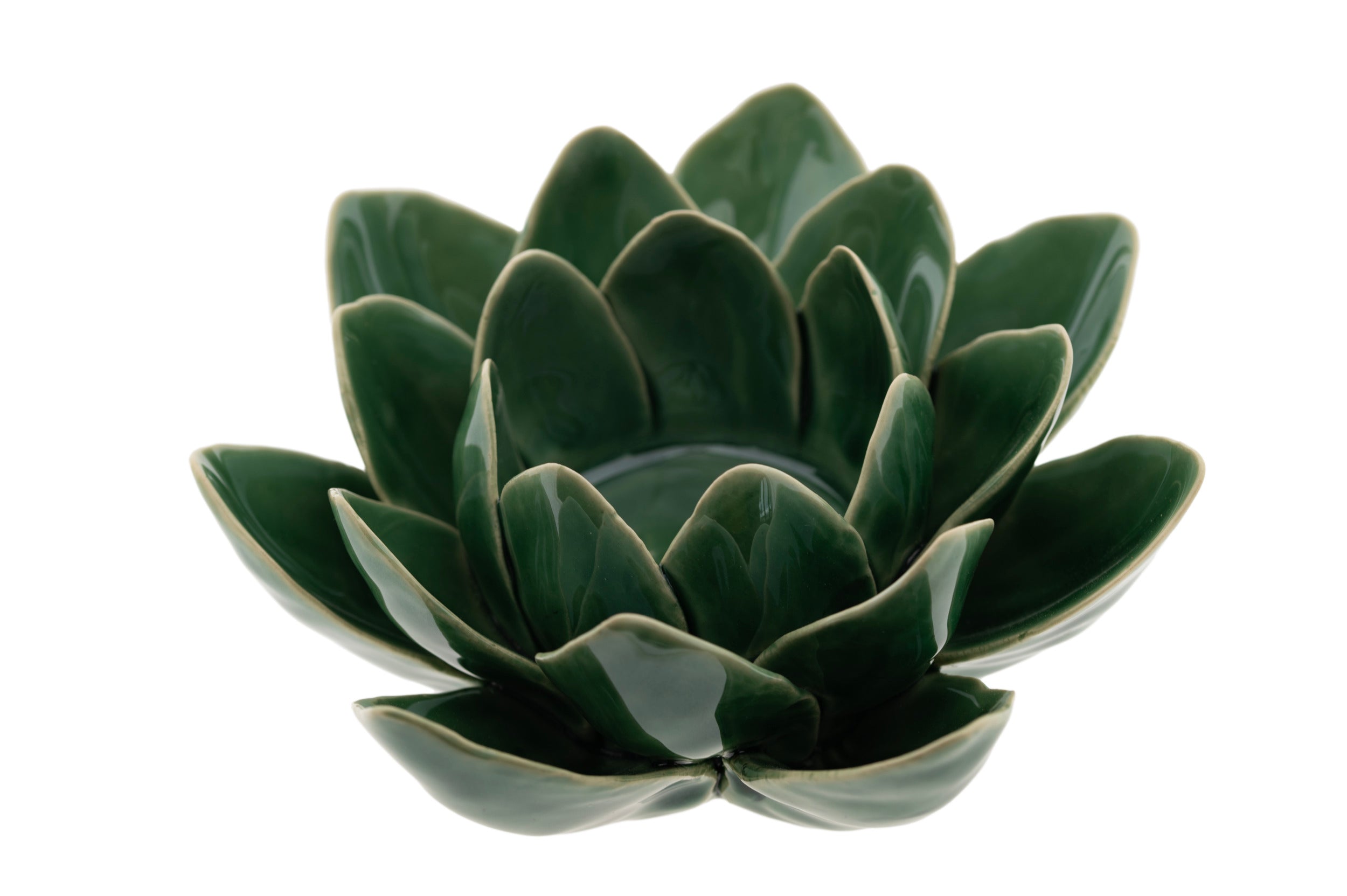 Keramikgefäß Lotus – Grün – groß - H 8 cm, Ø 17 cm