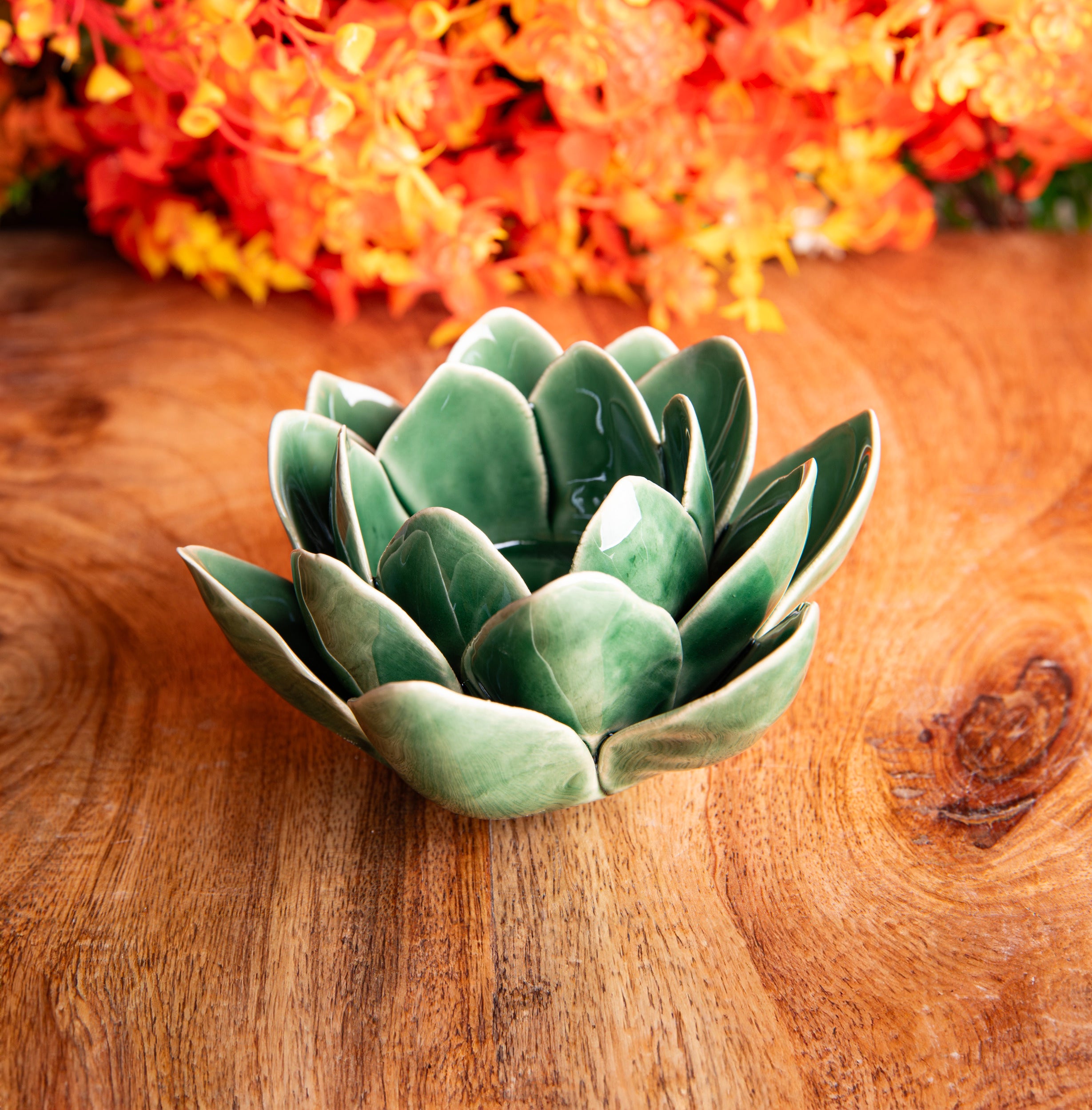 Keramikgefäß Lotus – Grün – klein - H 6,5 cm, Ø 12 cm