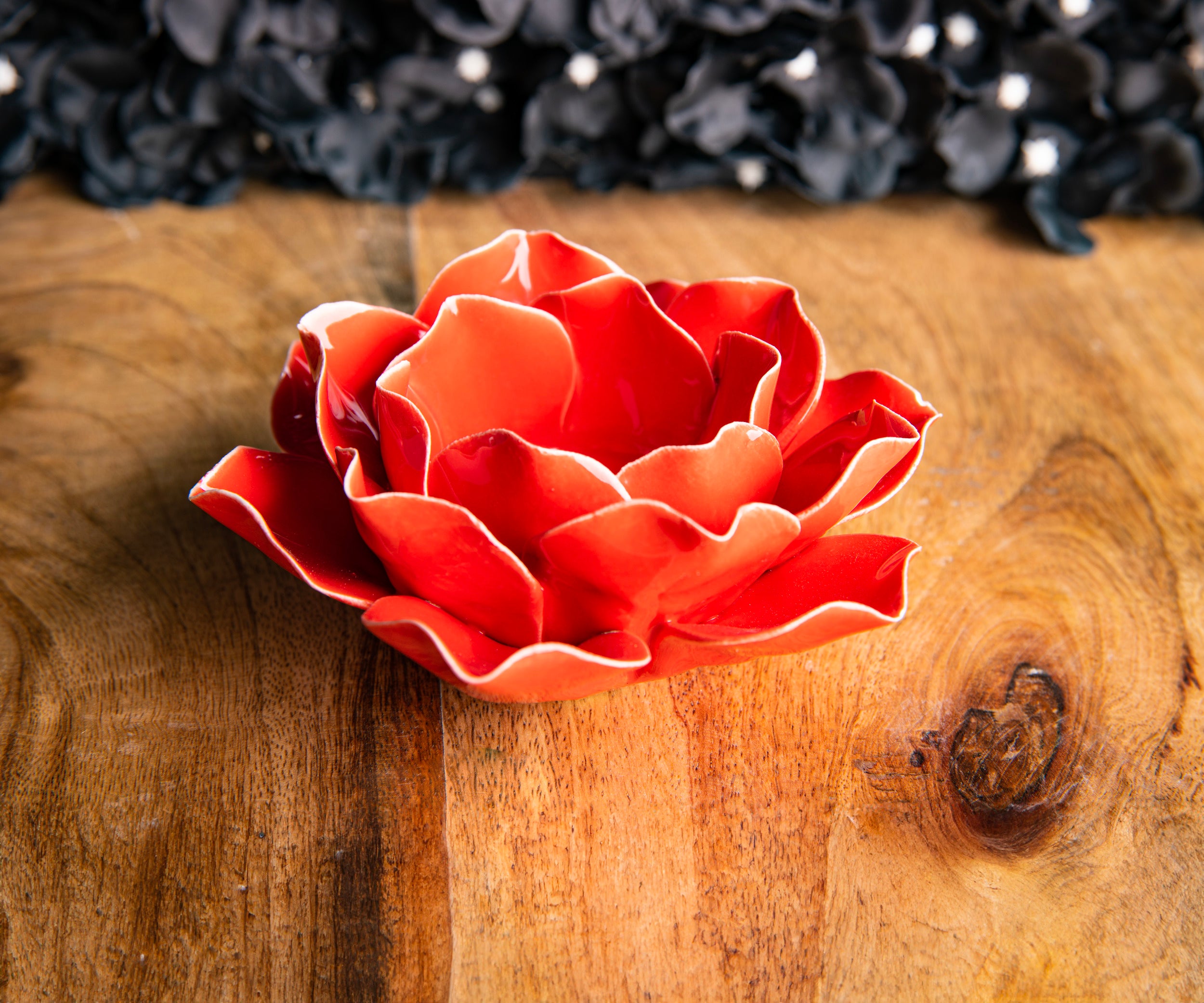 Keramikgefäß Rose – Rot – klein - H 6 cm, Ø 12 cm