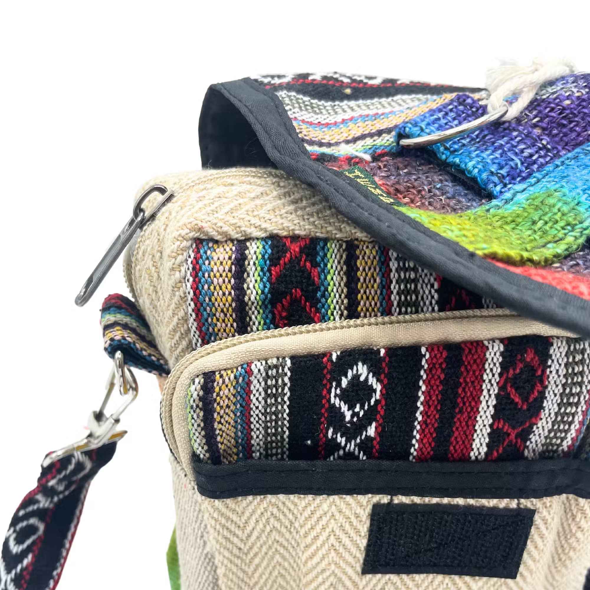 Kleine Hanf-Umhängetasche „Batik-Circle“ – Runde Boho-Tasche aus Nepal