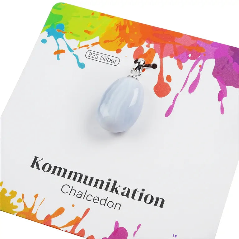 Kommunikation – Chalcedon (blau) Trommelstein 2,0–2,5 cm mit 925er Silberöse - klein
