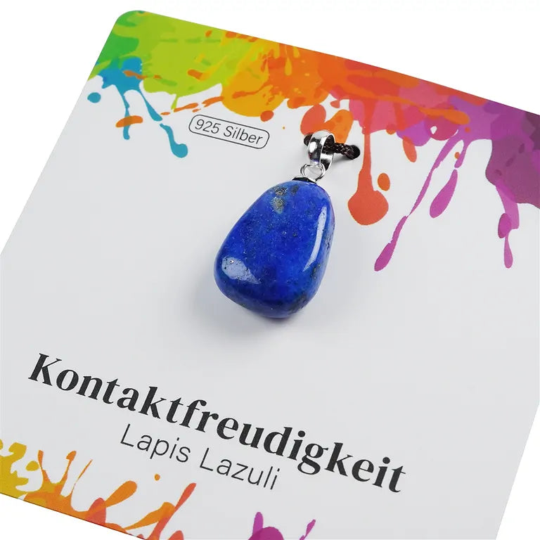 Kontaktfreudigkeit – Lapis Lazuli Trommelstein 2,0–2,5 cm mit 925er Silberöse - klein