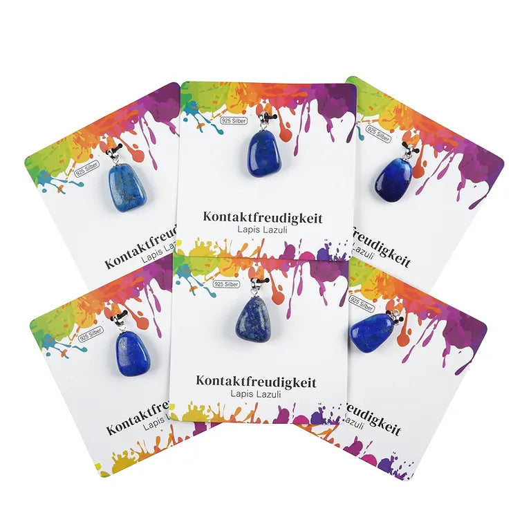 Kontaktfreudigkeit – Lapis Lazuli Trommelstein 2,0–2,5 cm mit 925er Silberöse - klein