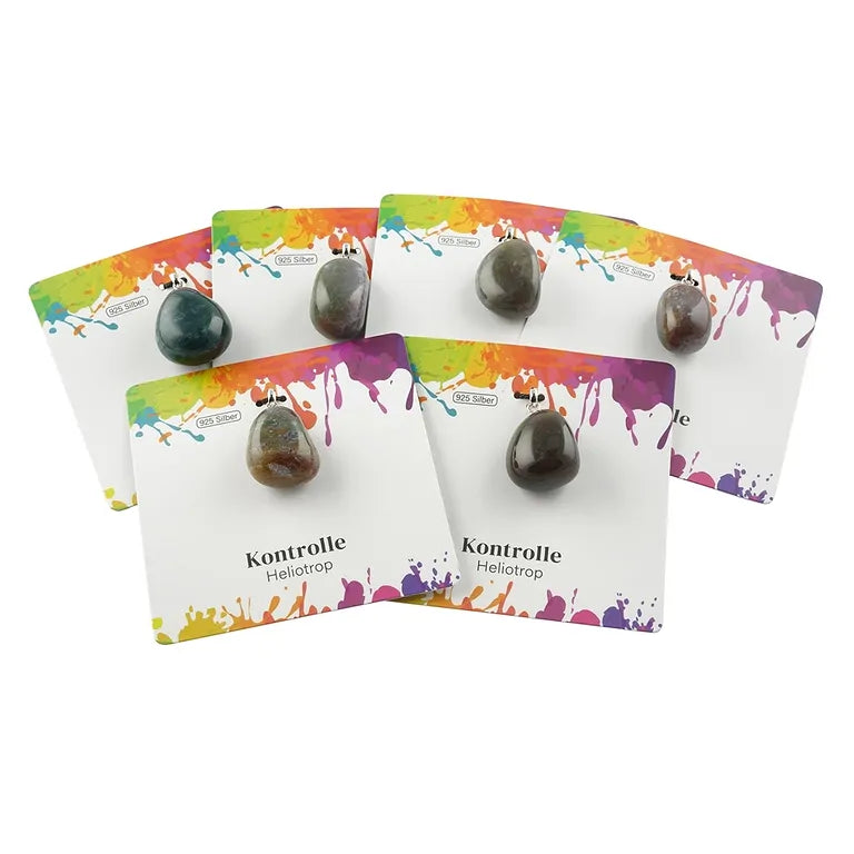 Kontrolle – Heliotrop Trommelstein 2,0–2,5 cm mit 925er Silberöse - klein