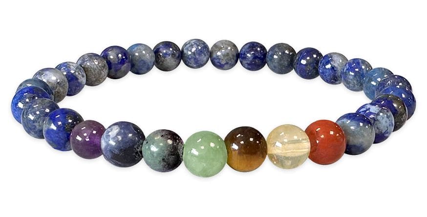 Lapis Lazuli & 7 Chakren Armband – Afghanistan Natursteine (6 mm, A-Qualität)