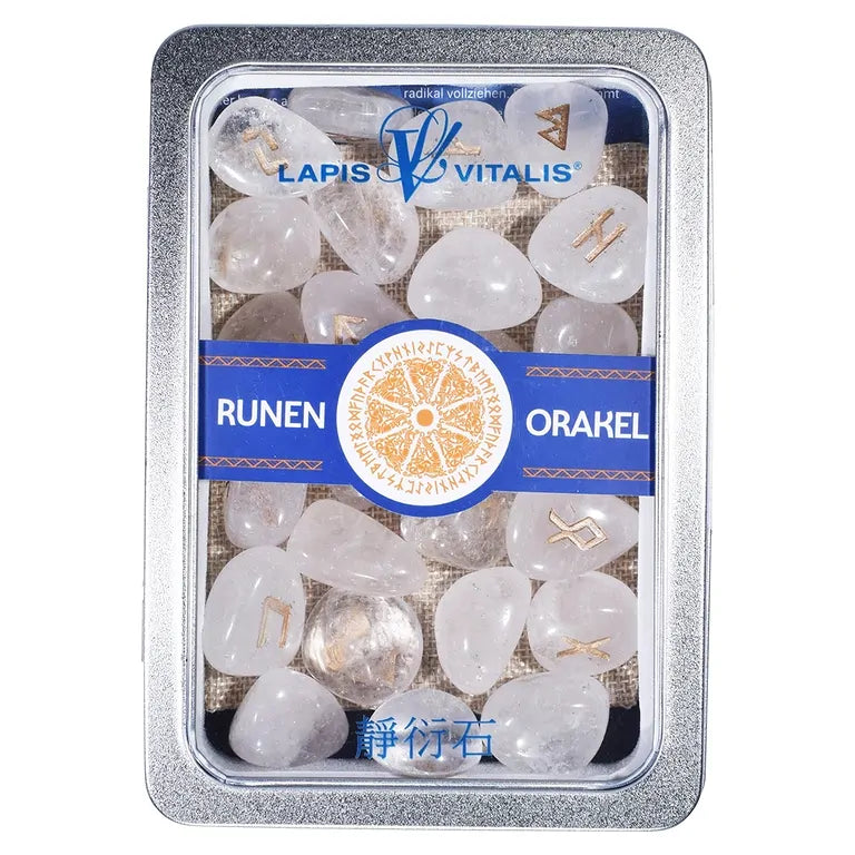 Lapis Vitalis® - Runenorakel Bergkristall – Set in Metall-Geschenkdose (mit Anleitung)