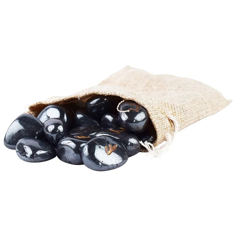 Lapis Vitalis® - Runenorakel Hämatit – Set in Metall-Geschenkdose (mit Anleitung)