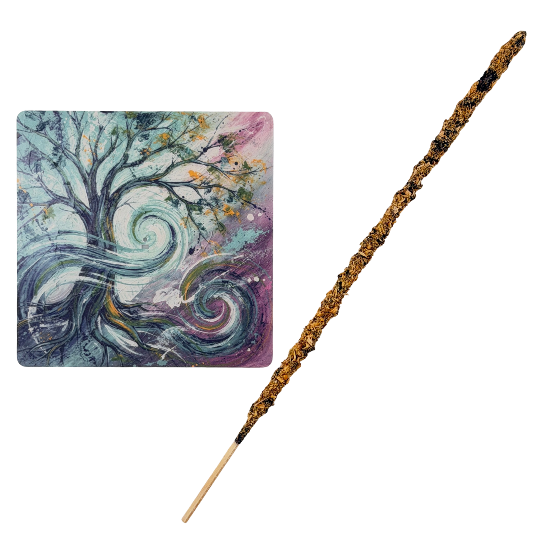 Lebensbaum – Motiv 11 | Abstrakter Räucherstäbchenhalter aus Acryl - 10 × 10 cm