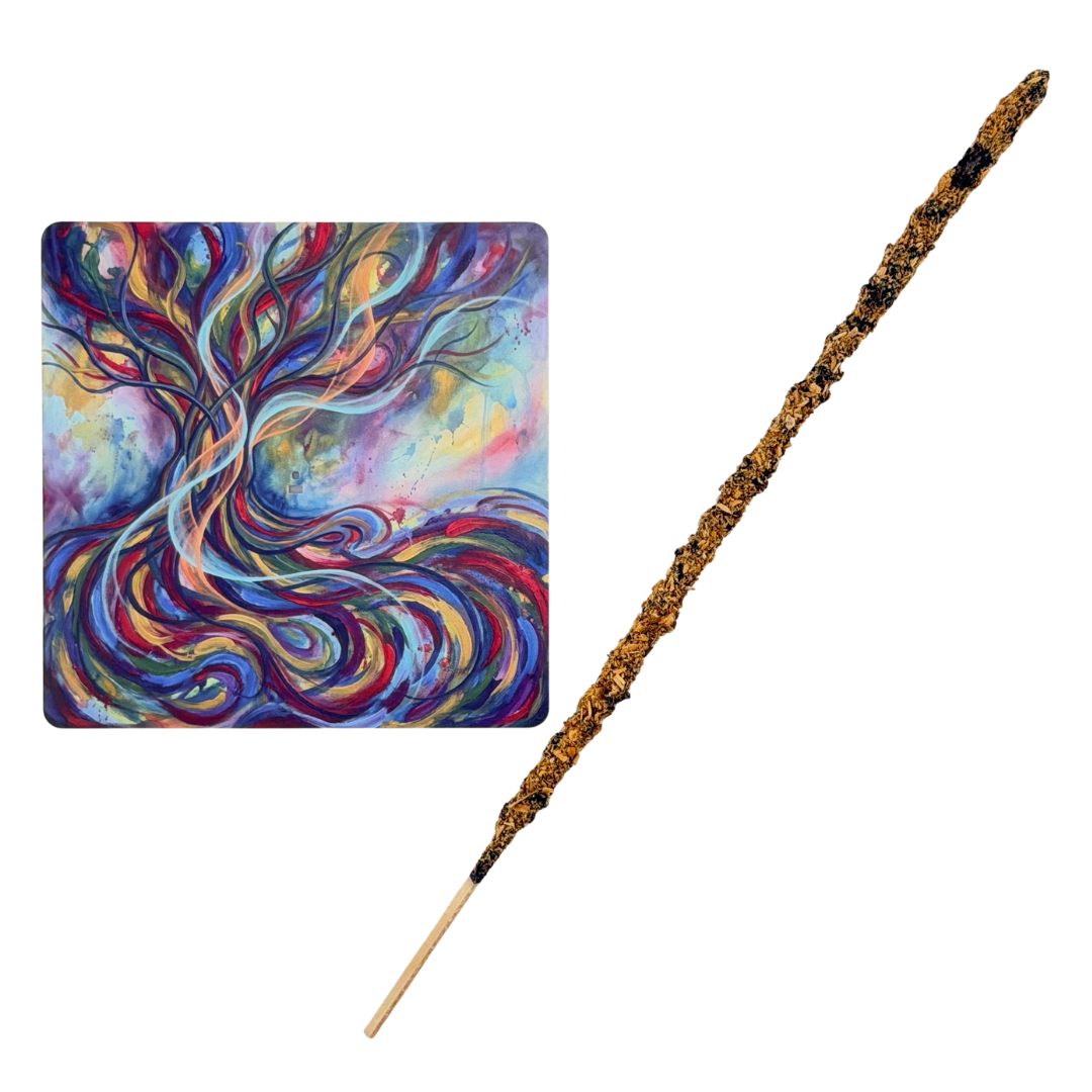 Lebensbaum – Motiv 12 | Abstrakter Räucherstäbchenhalter aus Acryl - 10 × 10 cm