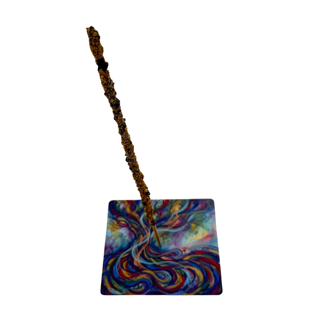 Lebensbaum – Motiv 12 | Abstrakter Räucherstäbchenhalter aus Acryl - 10 × 10 cm