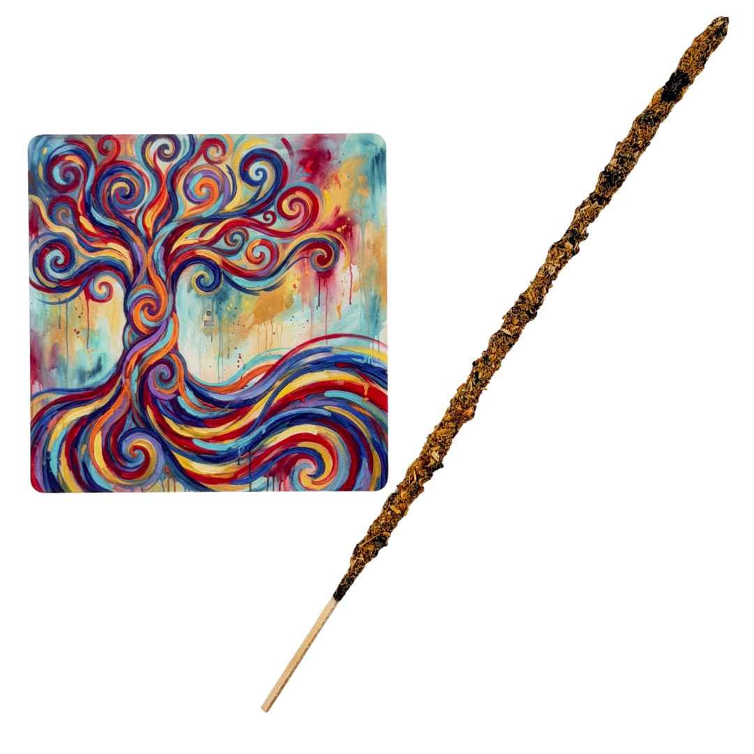 Lebensbaum – Motiv 1 | Abstrakter Räucherstäbchenhalter aus Acryl - 10 × 10 cm