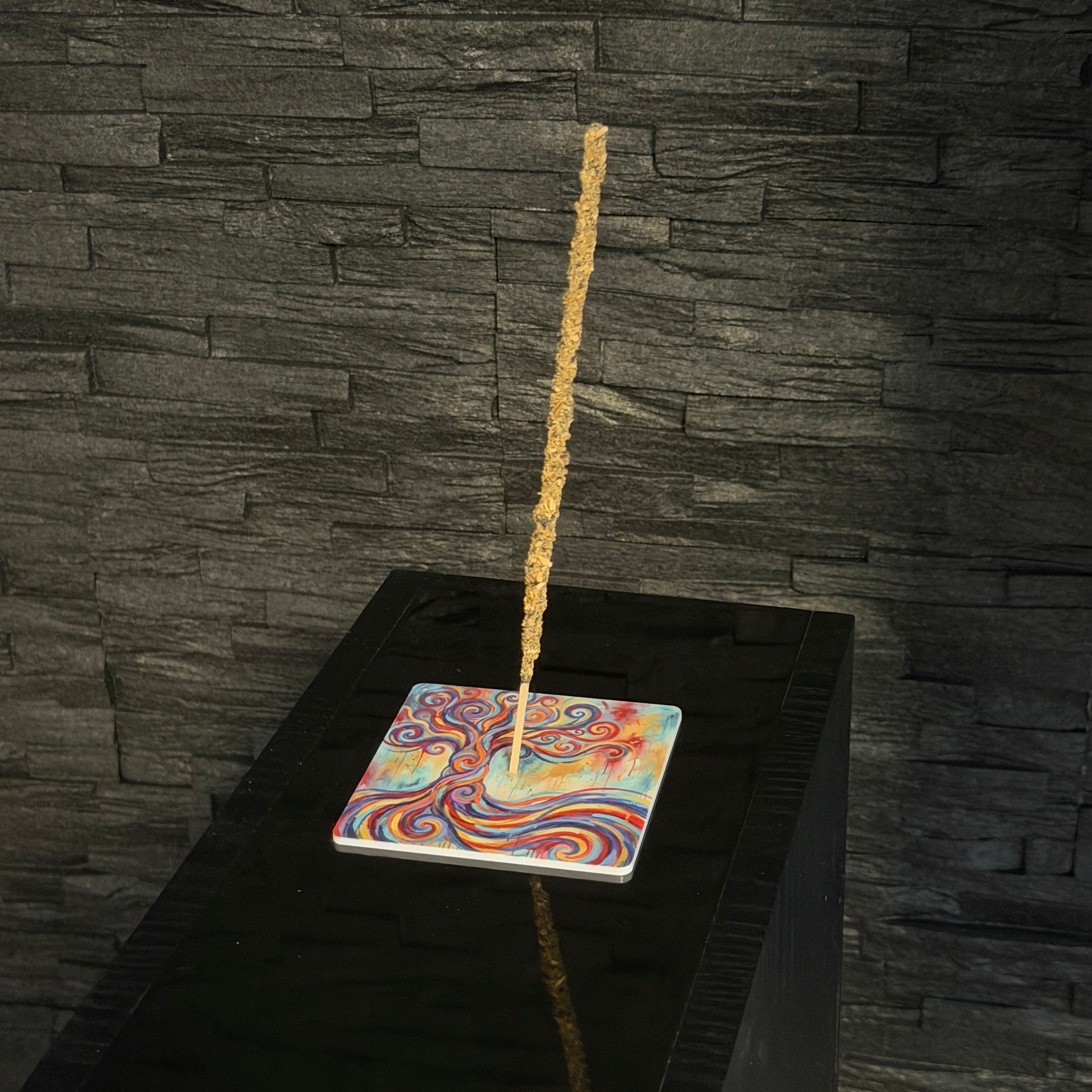 Lebensbaum – Motiv 1 | Abstrakter Räucherstäbchenhalter aus Acryl - 10 × 10 cm