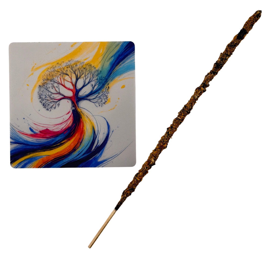 Lebensbaum – Motiv 2 | Abstrakter Räucherstäbchenhalter aus Acryl - 10 × 10 cm