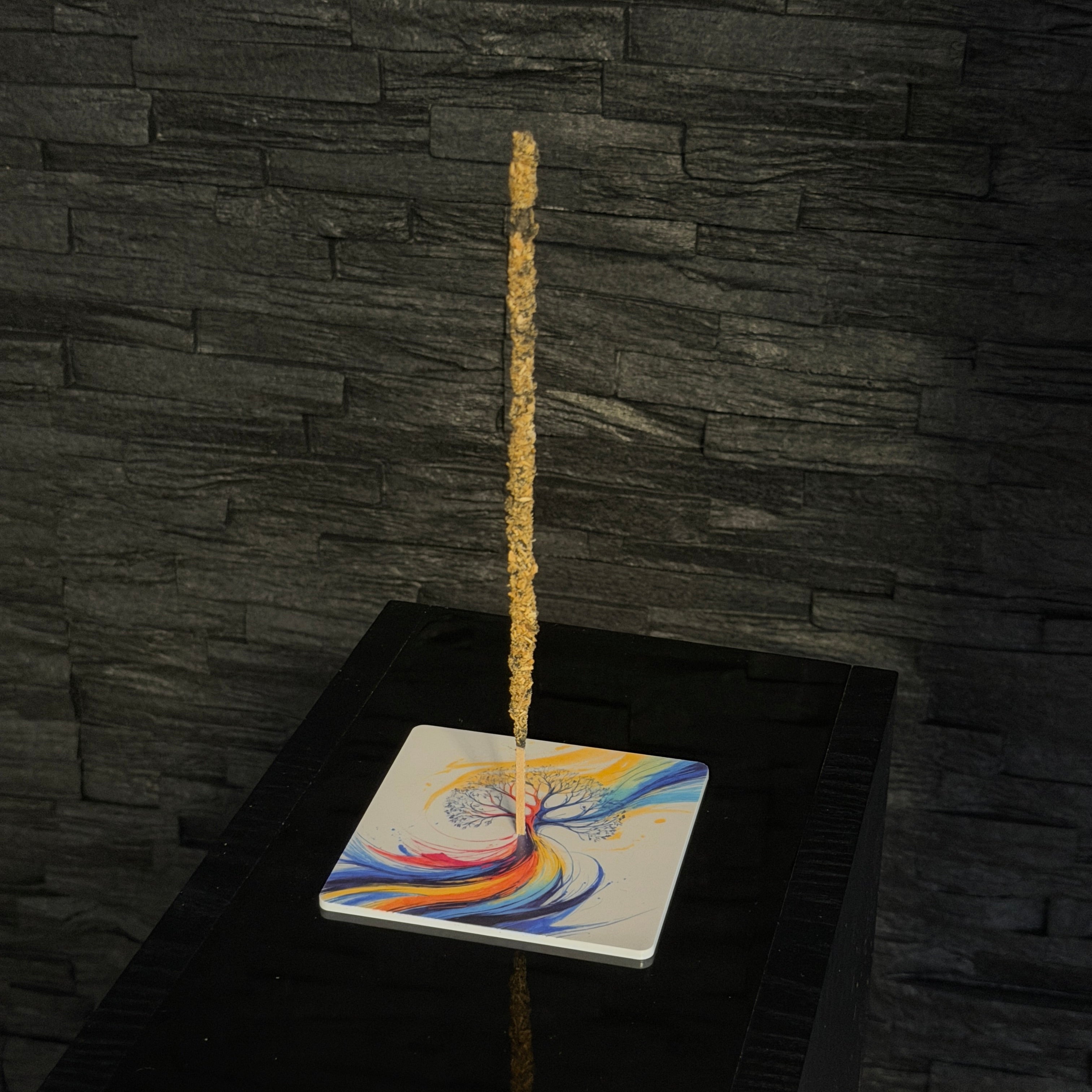 Lebensbaum – Motiv 2 | Abstrakter Räucherstäbchenhalter aus Acryl - 10 × 10 cm