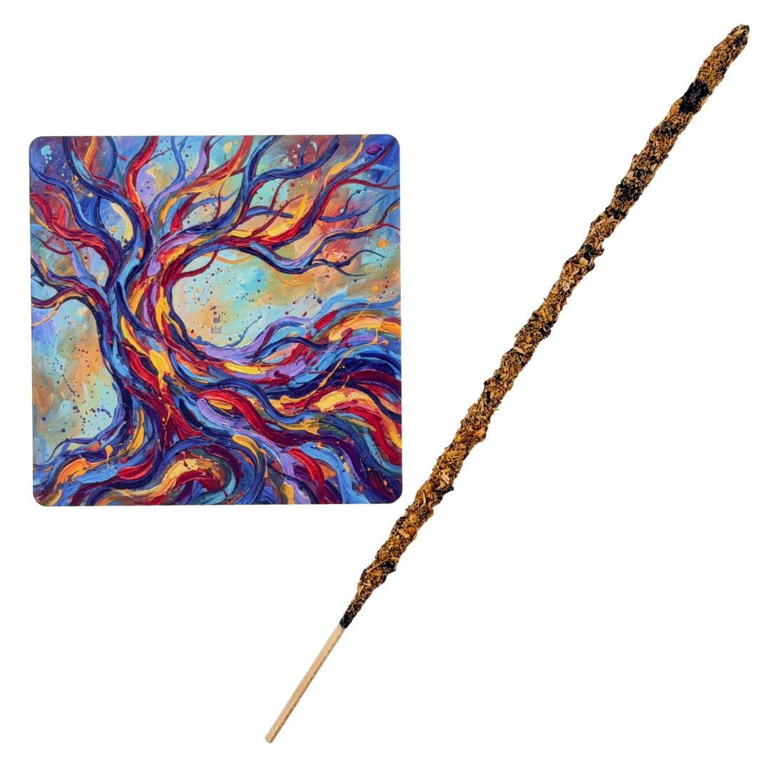 Lebensbaum – Motiv 3 | Abstrakter Räucherstäbchenhalter aus Acryl - 10 × 10 cm