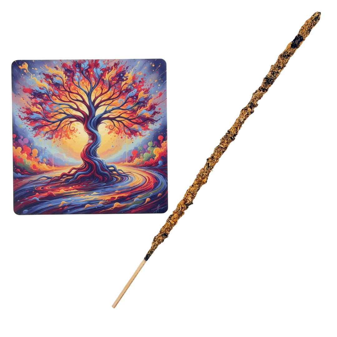 Lebensbaum – Motiv 4 | Abstrakter Räucherstäbchenhalter aus Acryl - 10 × 10 cm