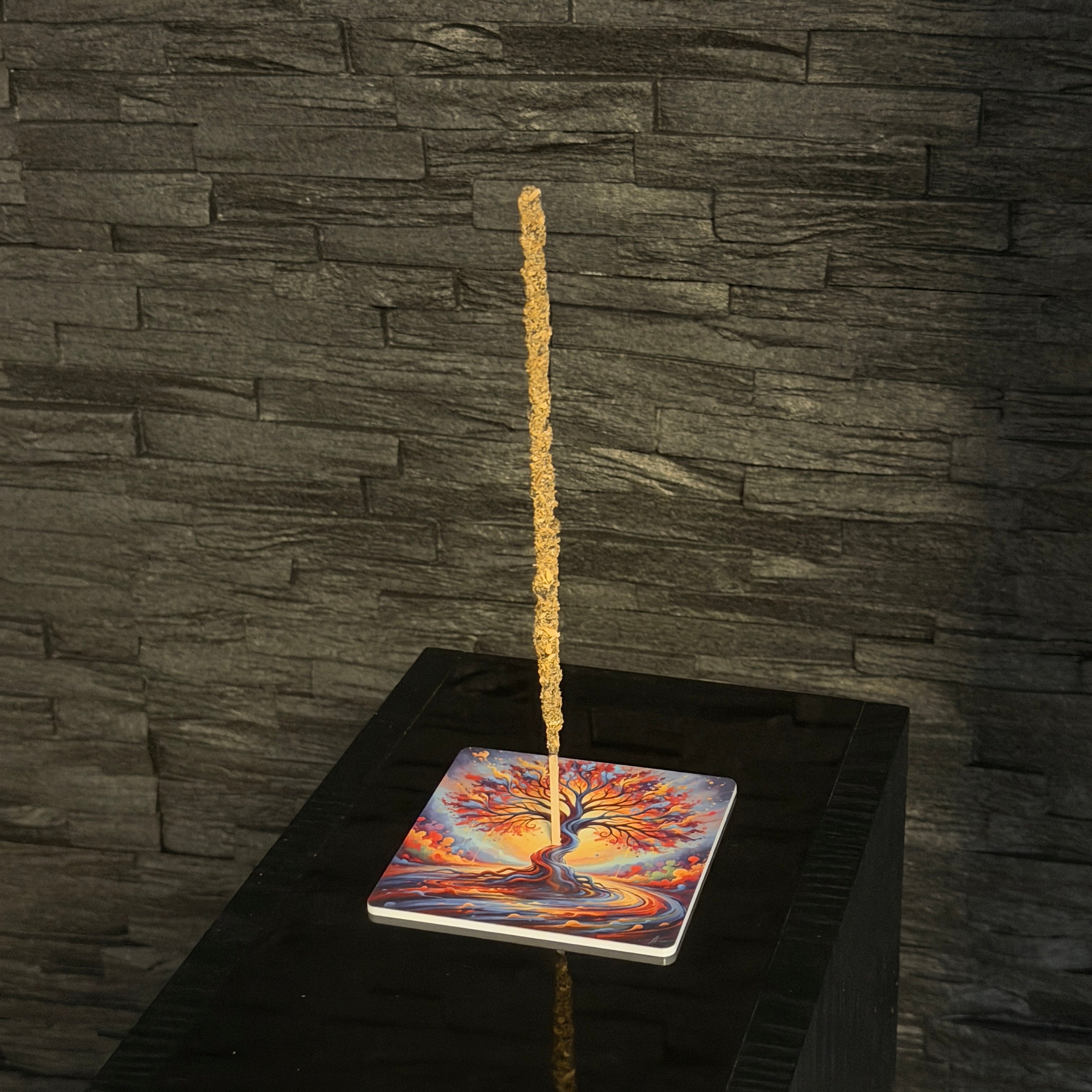 Lebensbaum – Motiv 4 | Abstrakter Räucherstäbchenhalter aus Acryl - 10 × 10 cm