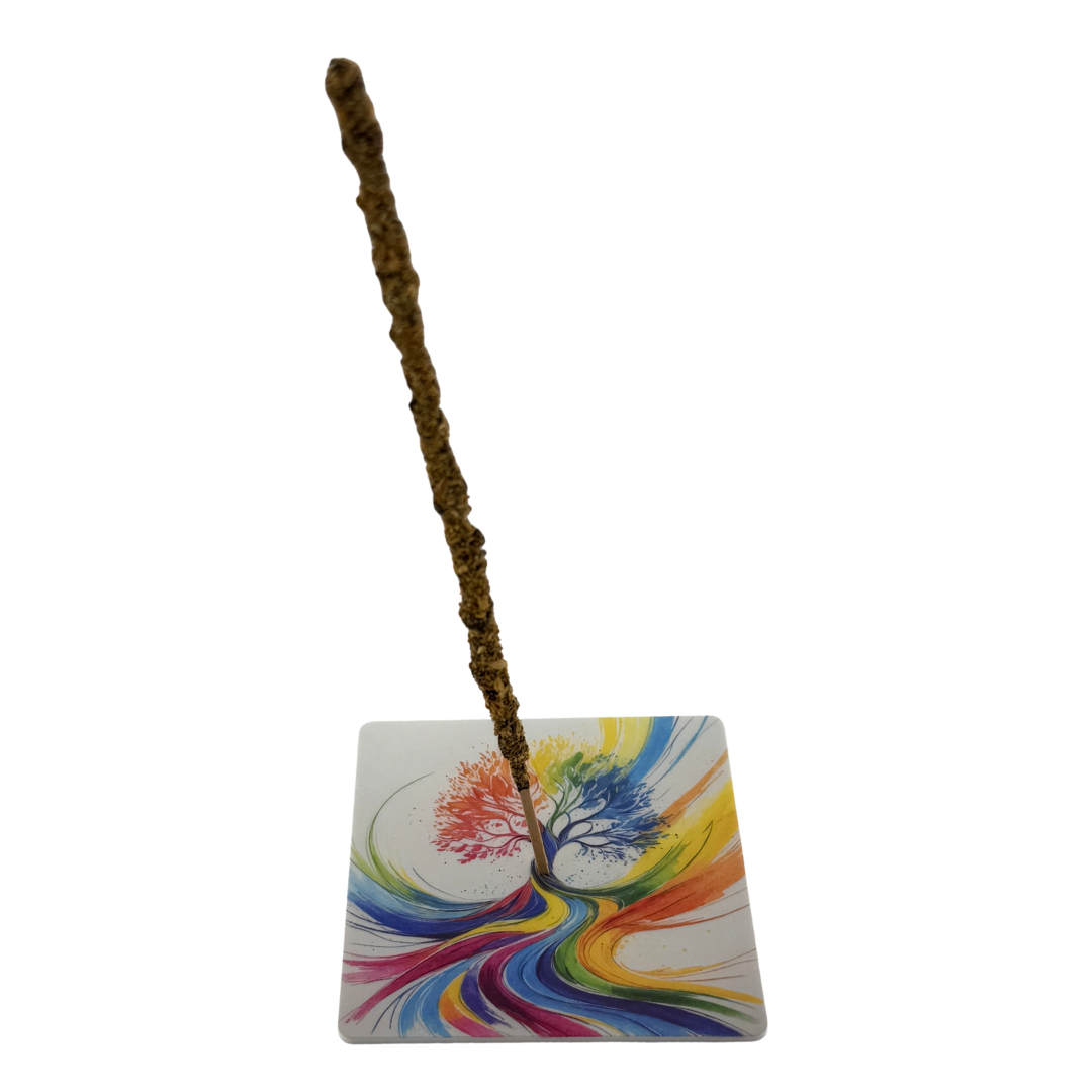 Lebensbaum – Motiv 5 | Abstrakter Räucherstäbchenhalter aus Acryl - 10 × 10 cm