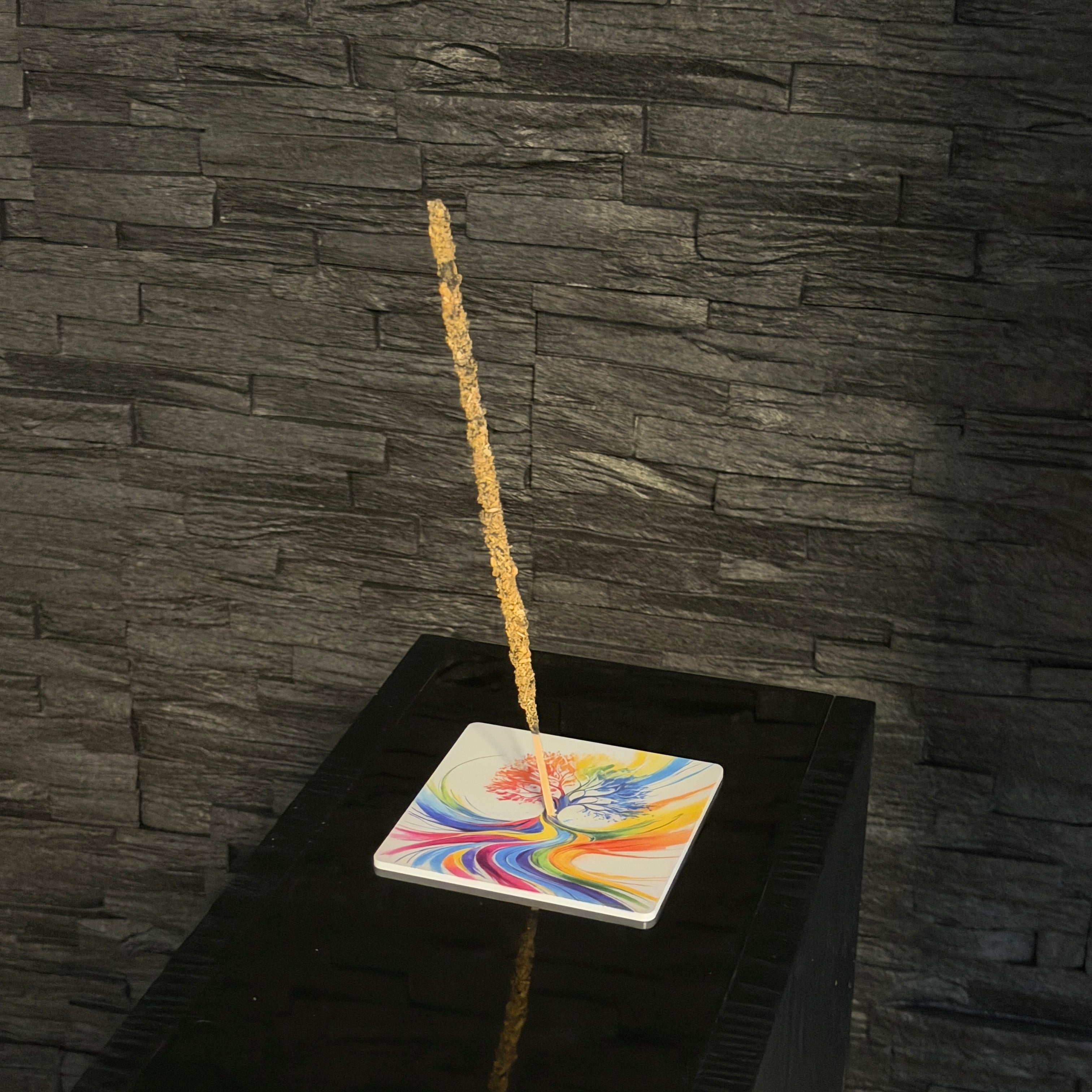 Lebensbaum – Motiv 5 | Abstrakter Räucherstäbchenhalter aus Acryl - 10 × 10 cm