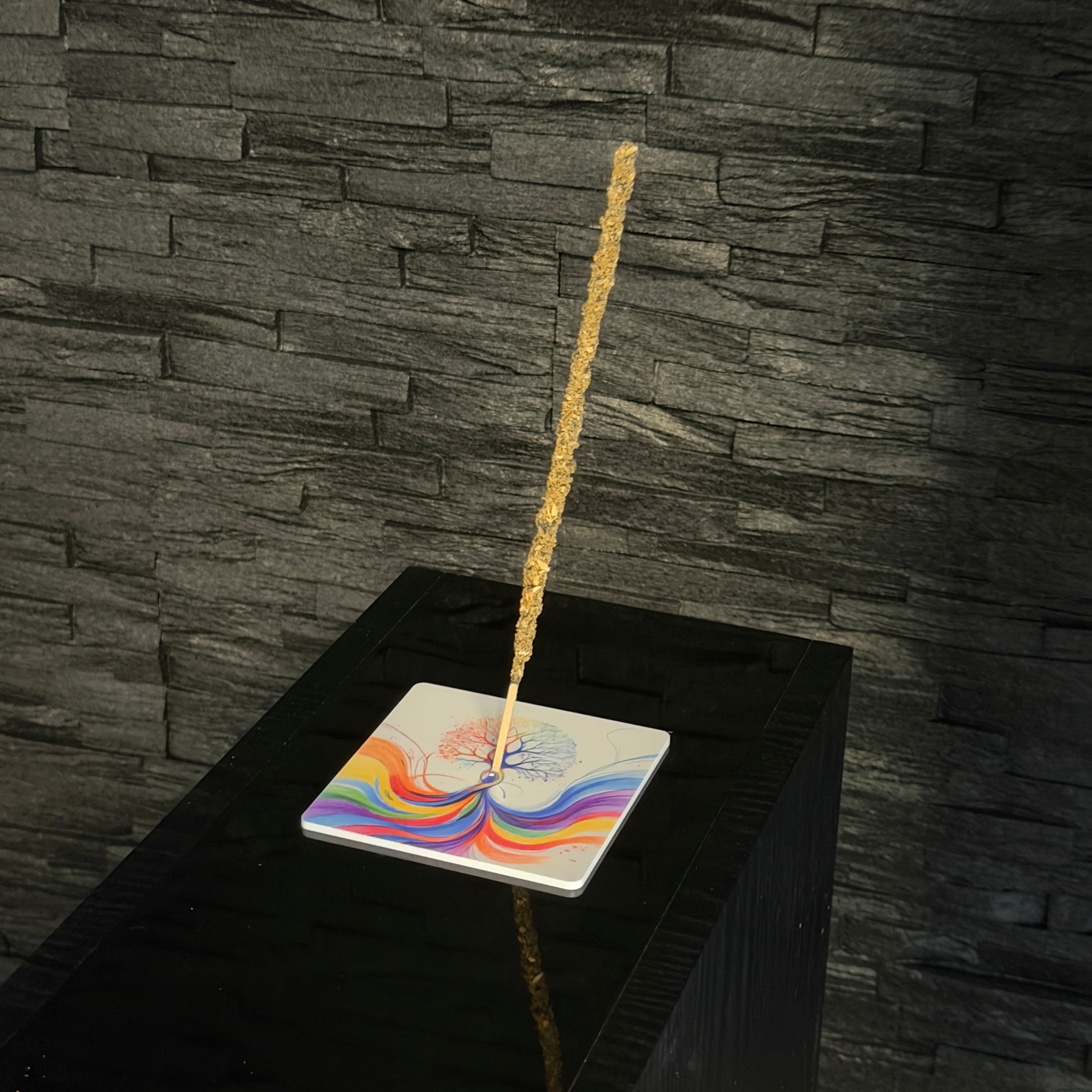 Lebensbaum – Motiv 6 | Abstrakter Räucherstäbchenhalter aus Acryl - 10 × 10 cm