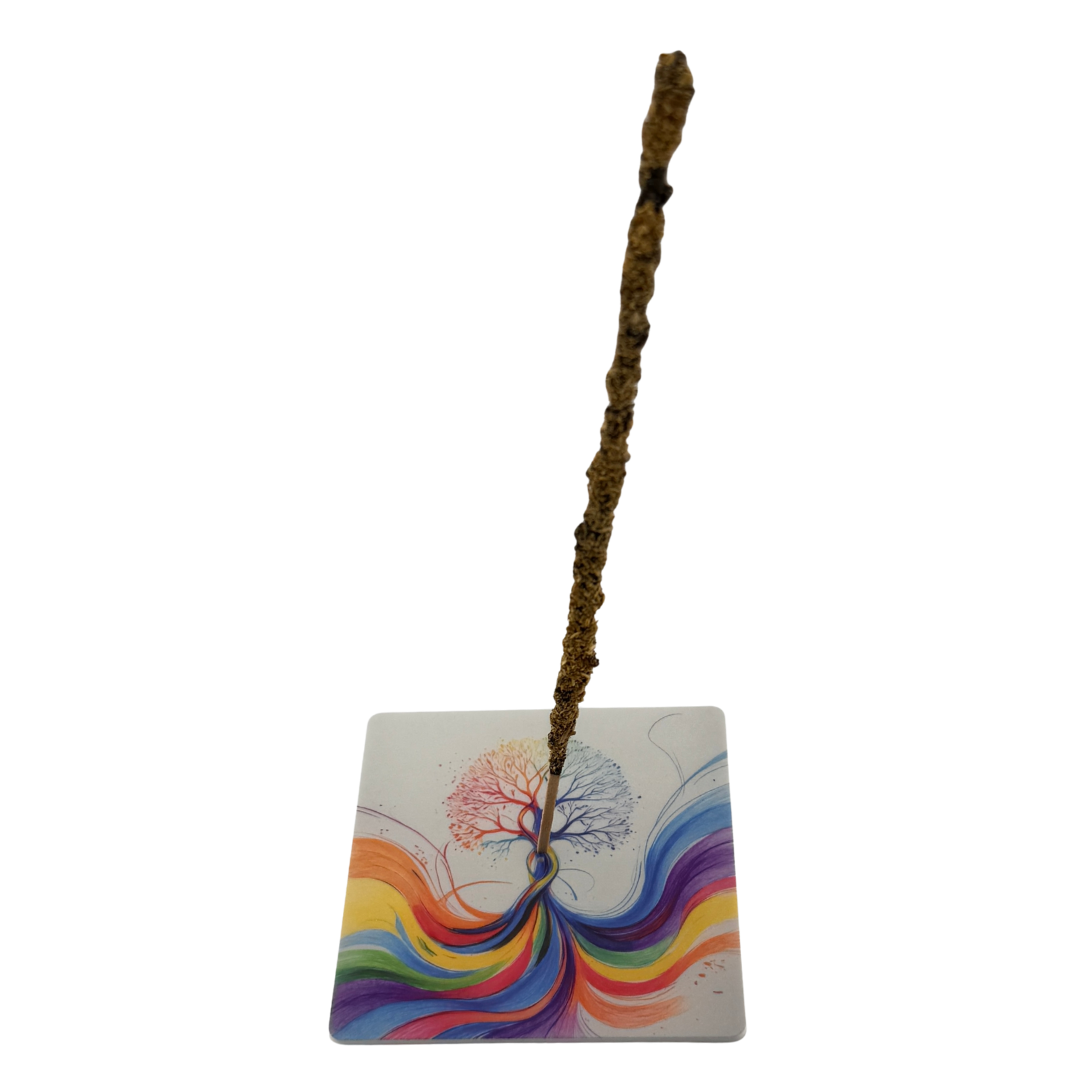 Lebensbaum – Motiv 6 | Abstrakter Räucherstäbchenhalter aus Acryl - 10 × 10 cm