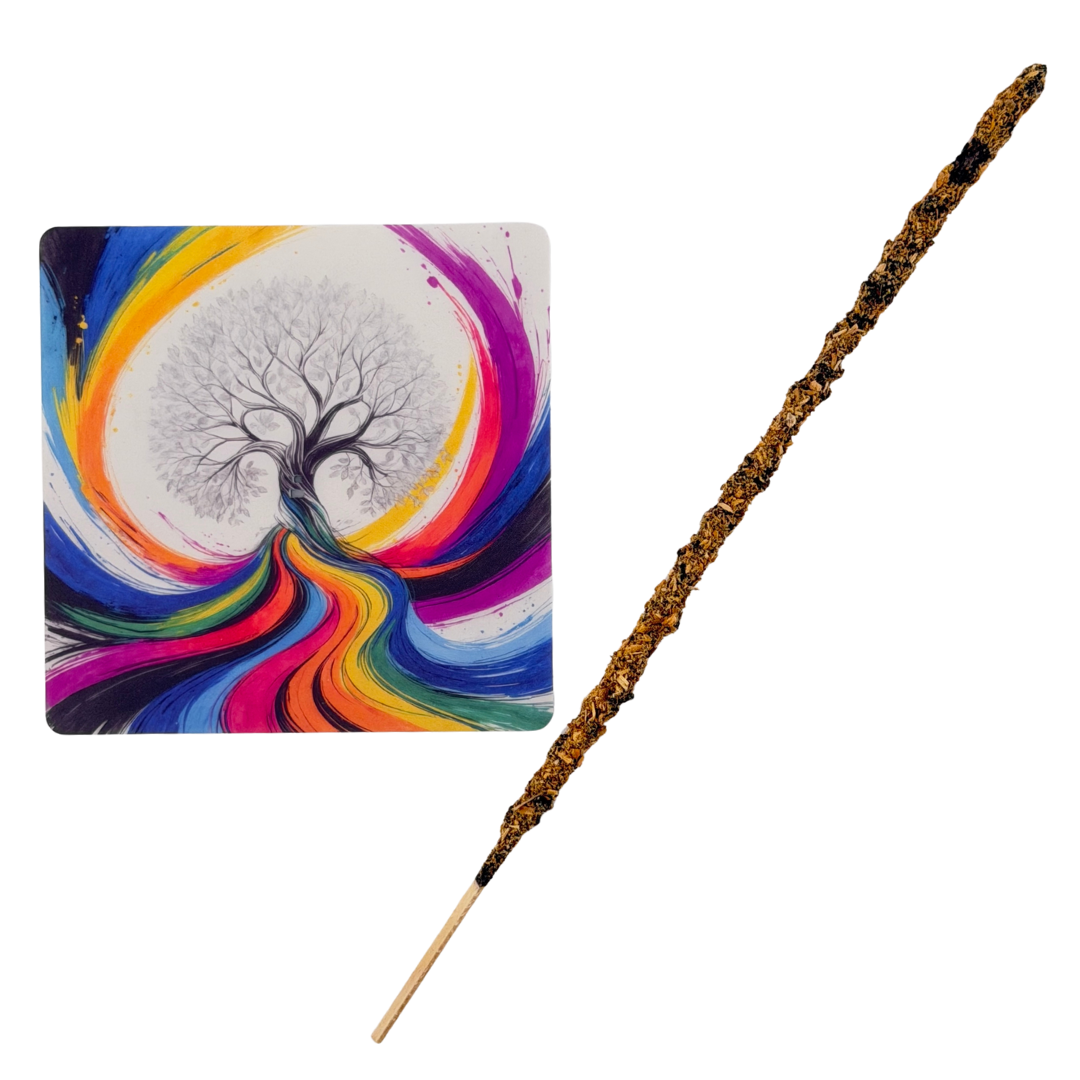 Lebensbaum – Motiv 7 | Abstrakter Räucherstäbchenhalter aus Acryl - 10 × 10 cm