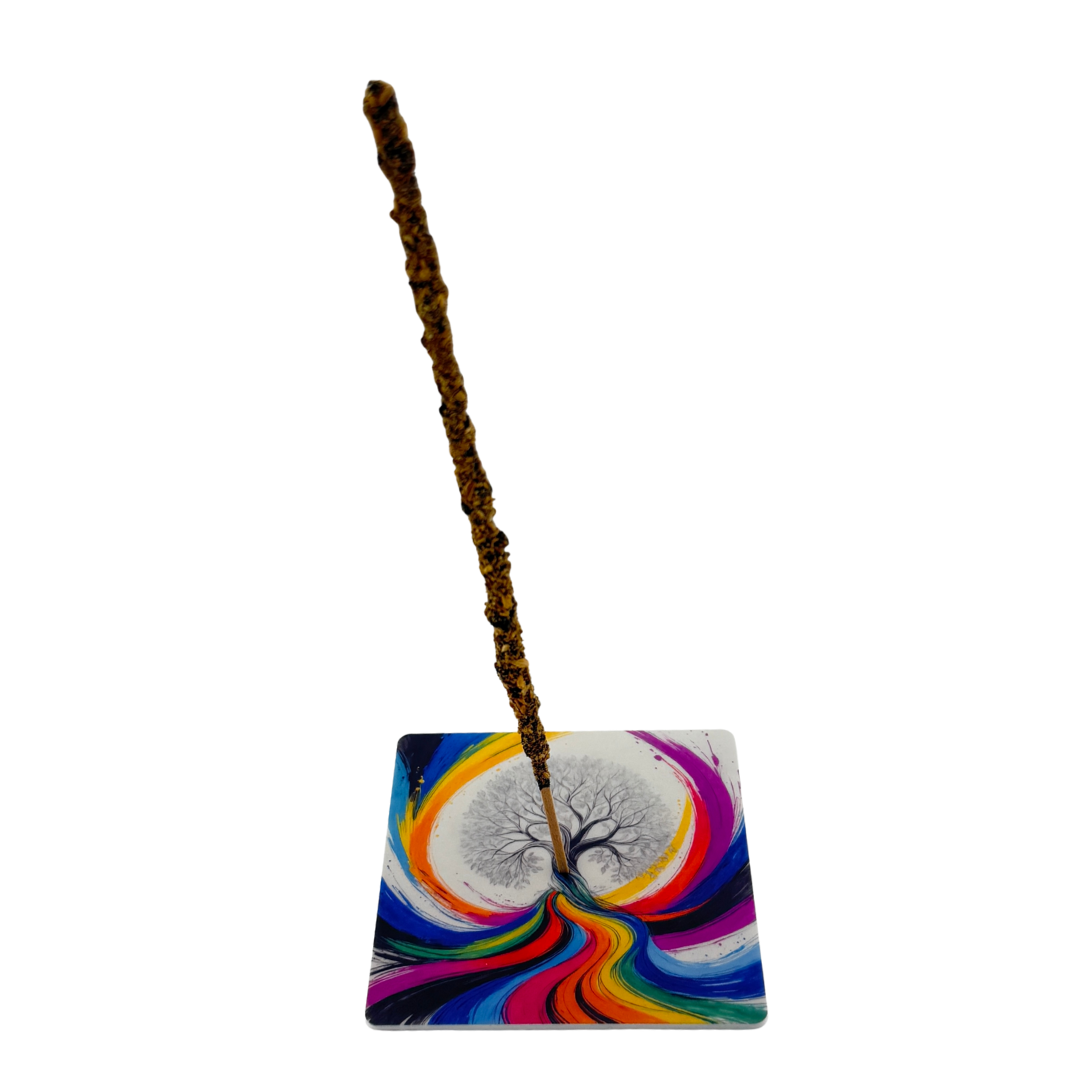 Lebensbaum – Motiv 7 | Abstrakter Räucherstäbchenhalter aus Acryl - 10 × 10 cm