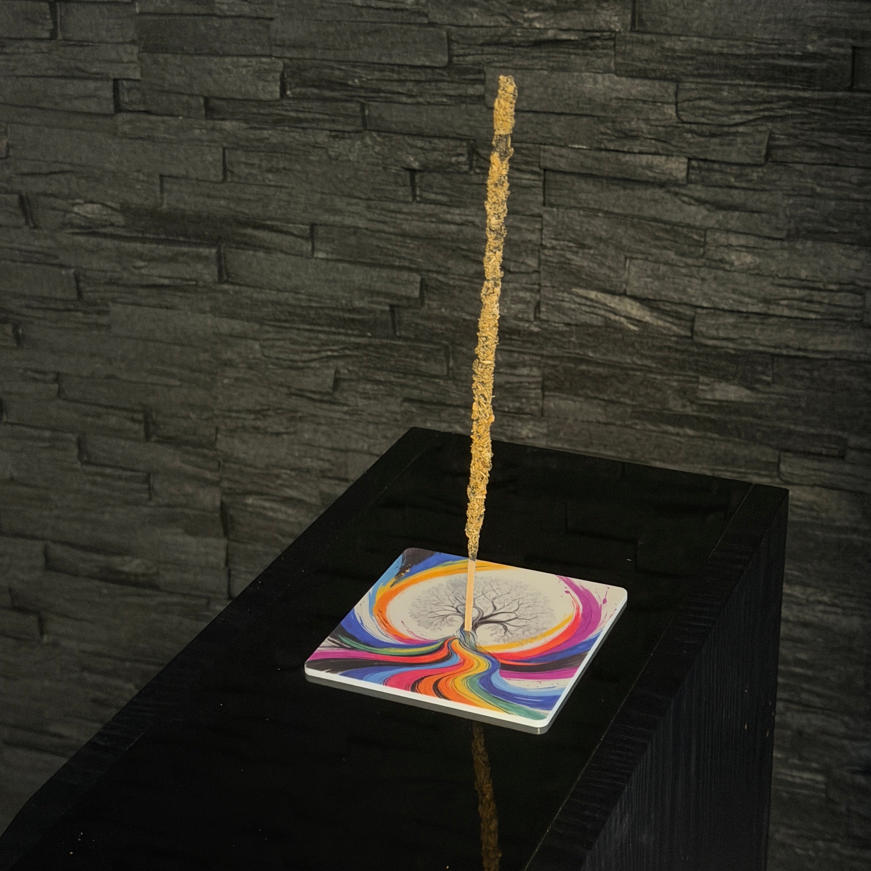 Lebensbaum – Motiv 7 | Abstrakter Räucherstäbchenhalter aus Acryl - 10 × 10 cm