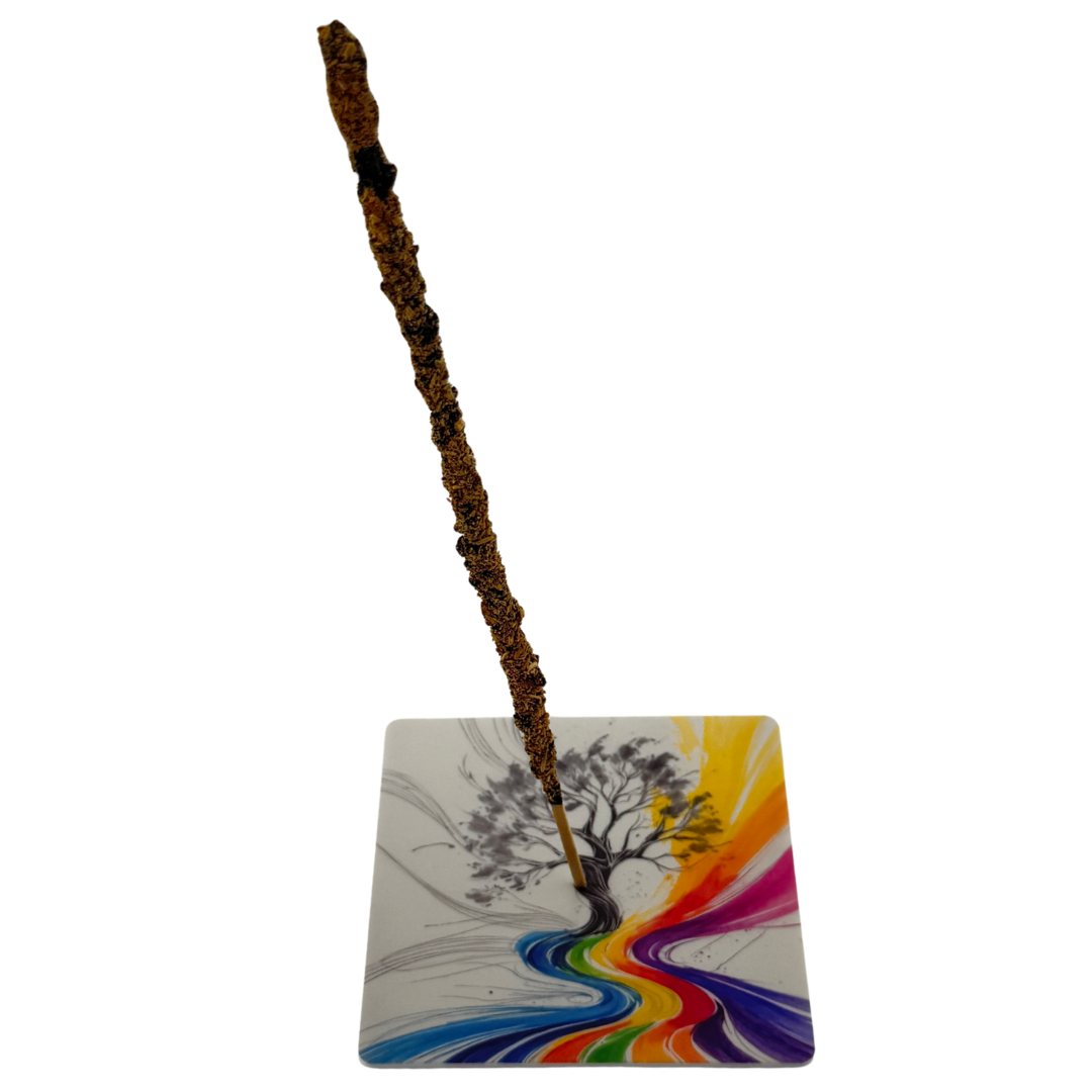 Lebensbaum – Motiv 8 | Abstrakter Räucherstäbchenhalter aus Acryl - 10 × 10 cm