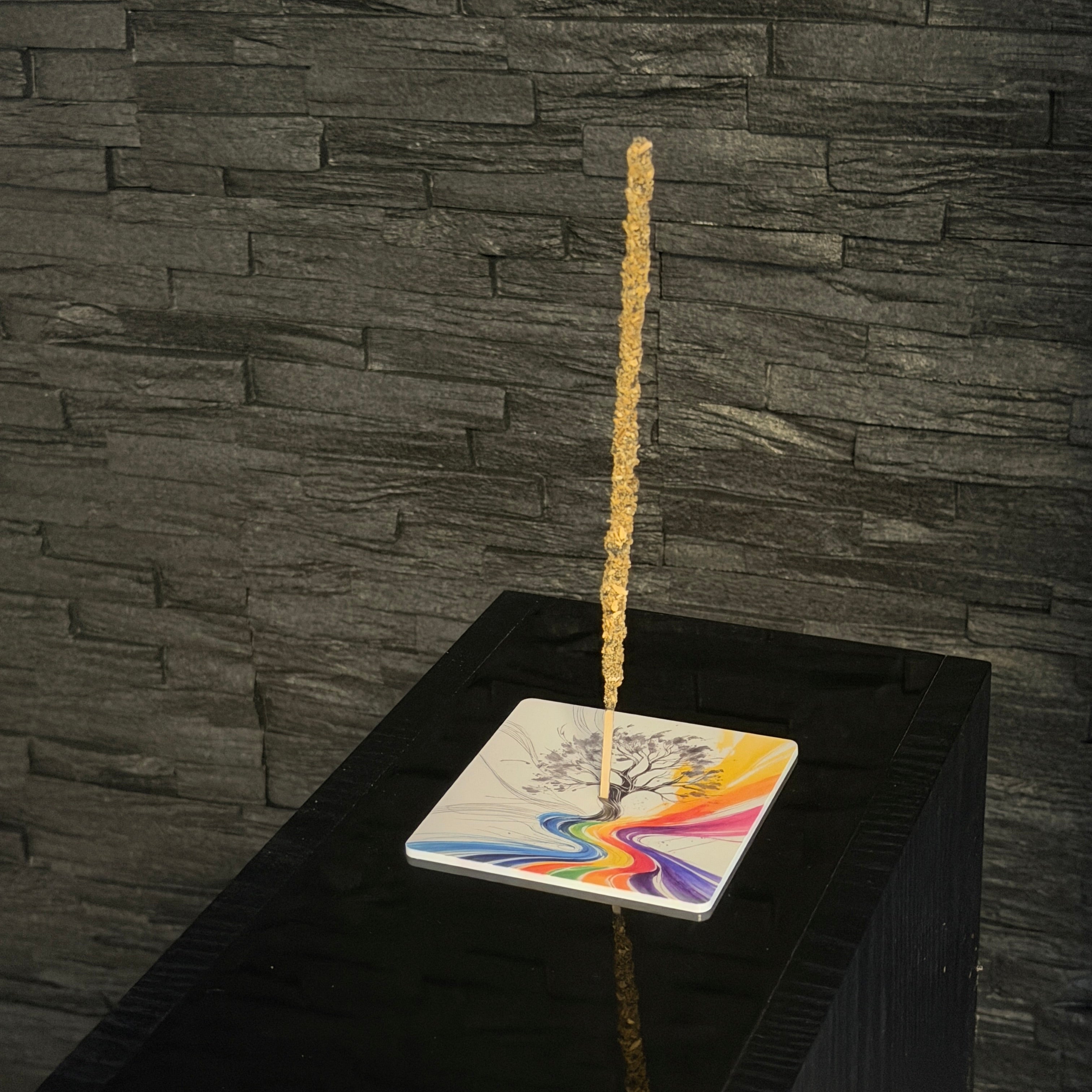 Lebensbaum – Motiv 8 | Abstrakter Räucherstäbchenhalter aus Acryl - 10 × 10 cm