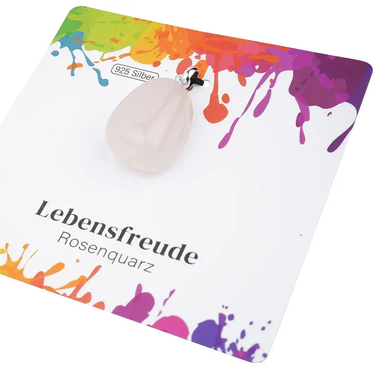 Lebensfreude – Rosenquarz Trommelstein 2,0–2,5 cm mit 925er Silberöse - klein
