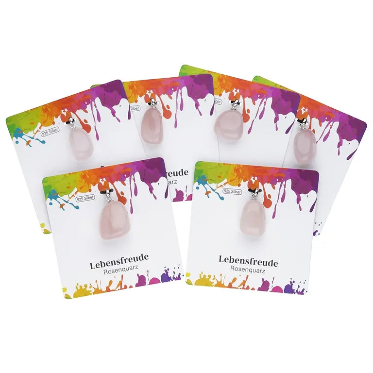 Lebensfreude – Rosenquarz Trommelstein 2,0–2,5 cm mit 925er Silberöse - klein