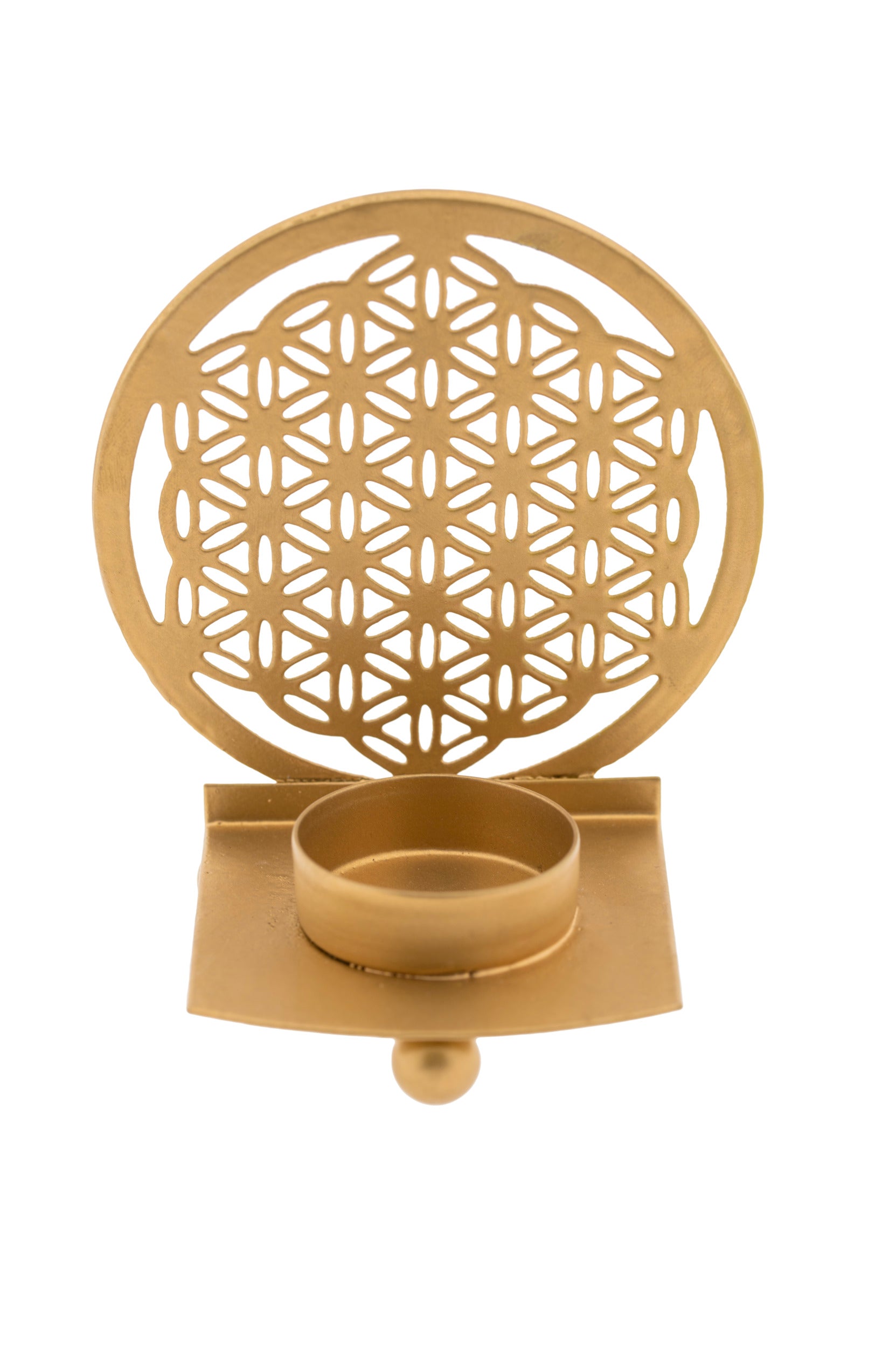 Lichtobjekt Blume des Lebens gold – Heilige Geometrie im Kerzenlicht –  Höhe 11,5 cm