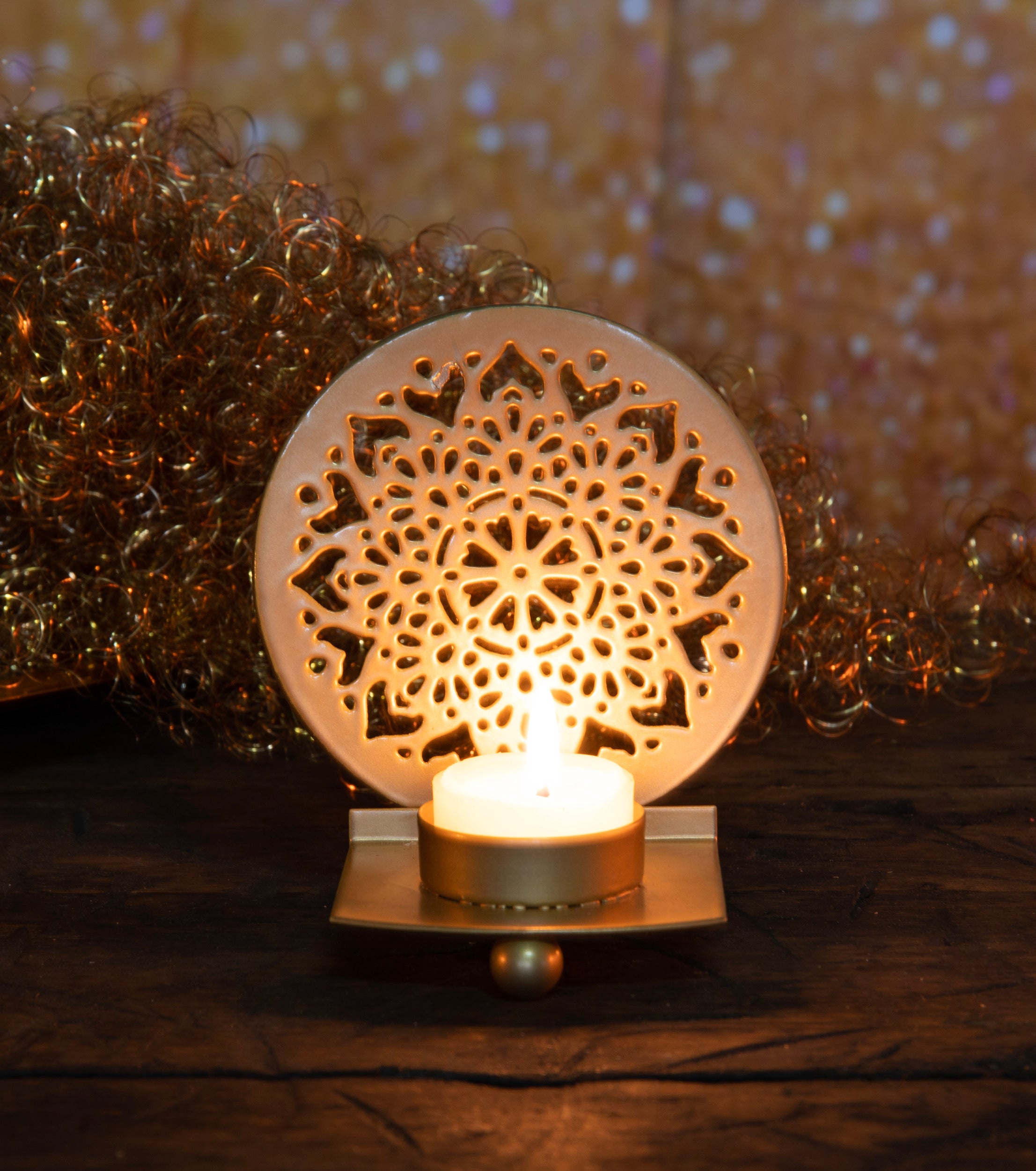 Lichtobjekt Mandalaherz gold – Wärme, Liebe & Symbolkraft –  Höhe 11,5 cm