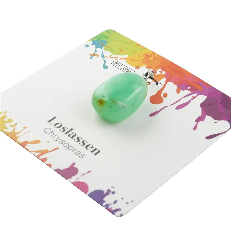 Loslassen – Chrysopras Trommelstein 2,0–2,5 cm mit 925er Silberöse - klein