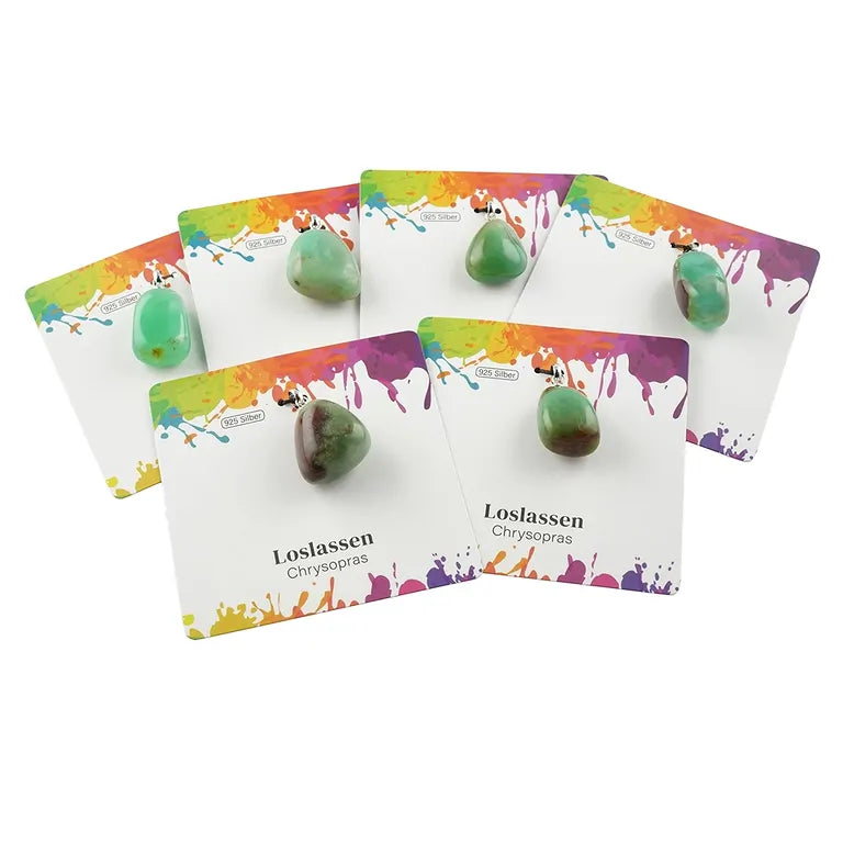 Loslassen – Chrysopras Trommelstein 2,0–2,5 cm mit 925er Silberöse - klein