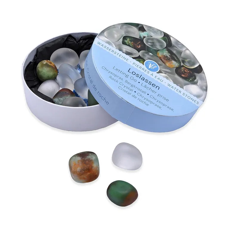 Loslassen – Lapis-Vitalis - Wassersteine Chrysopras & Bergkristall ca. 100 g in Pappschachtel