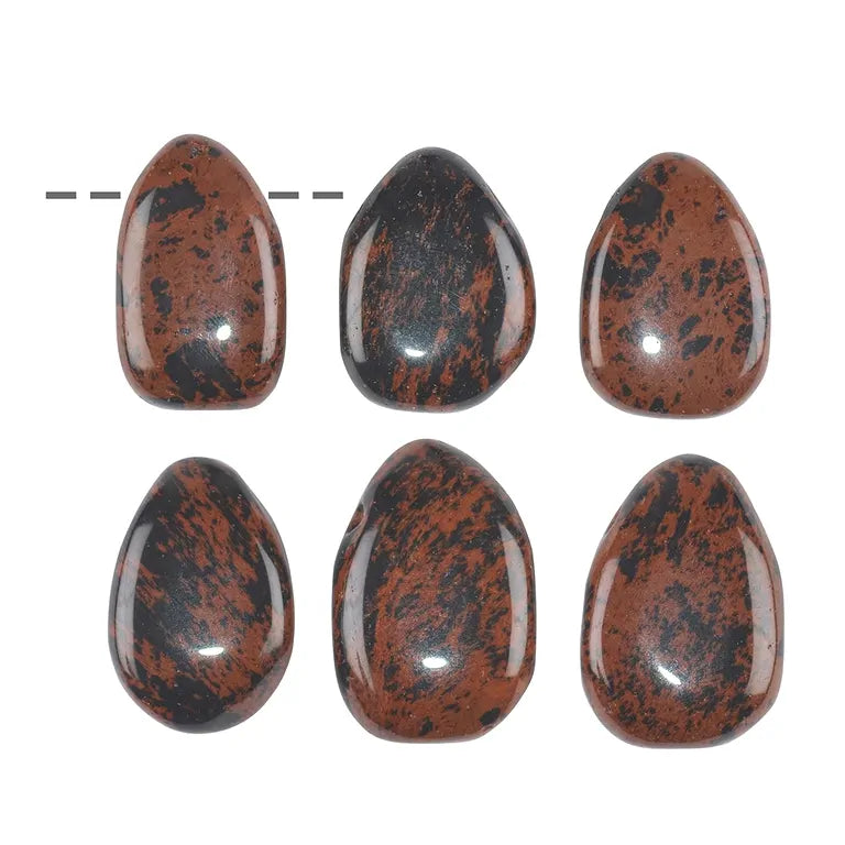 Mahagoni-Obsidian – Trommelstein gebohrt (ca. 3,0–3,5 cm), Bohrung 2,2 mm