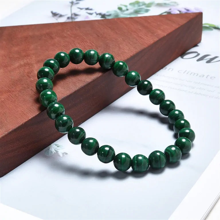 Malachit Edelsteinarmband - Kugel ø 8 mm - auf Elastikband Länge ca. 19 cm
