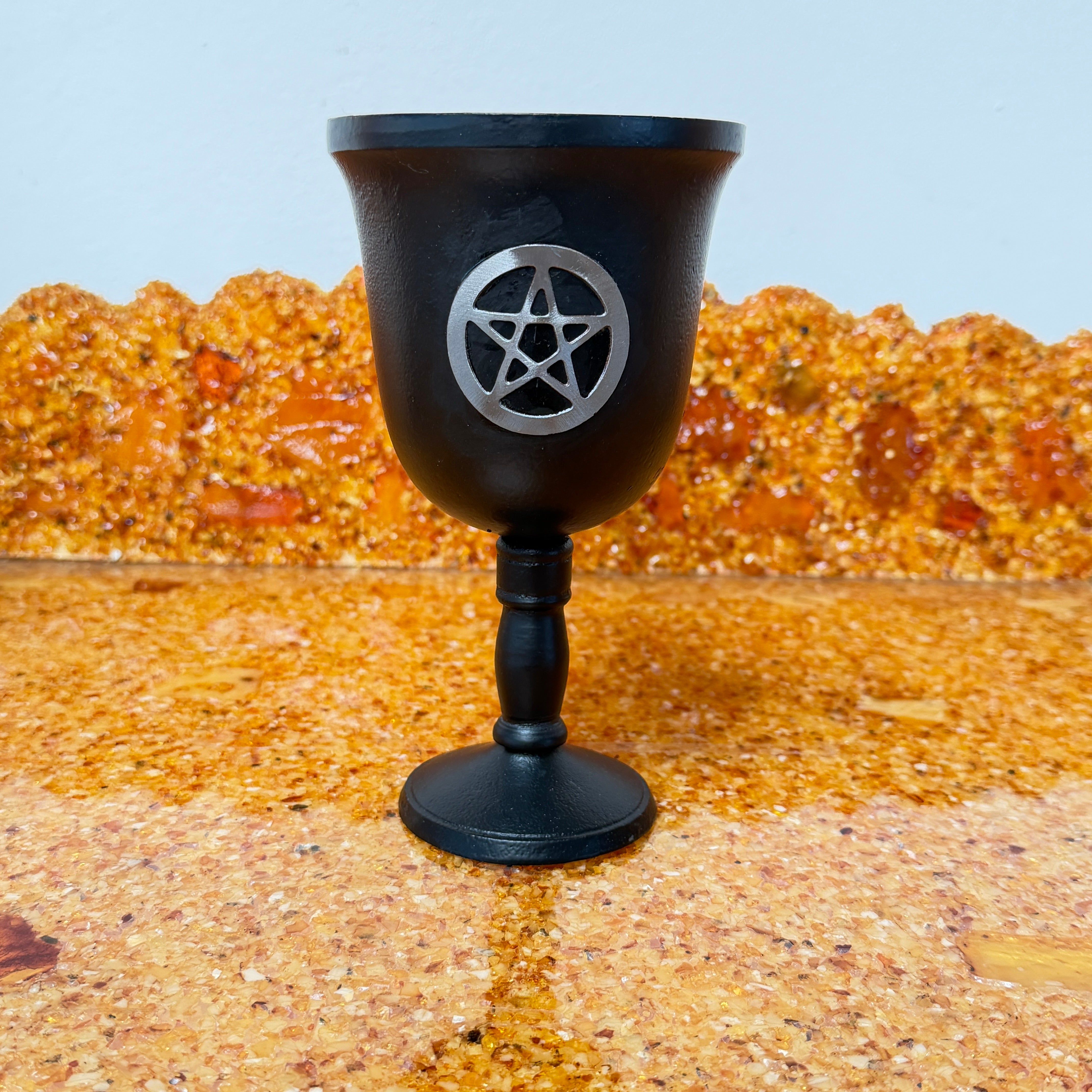 Massiver Eisen-Ritualkelch „Pentagramm“ – 20 cm (1,25 kg schwere Qualität)